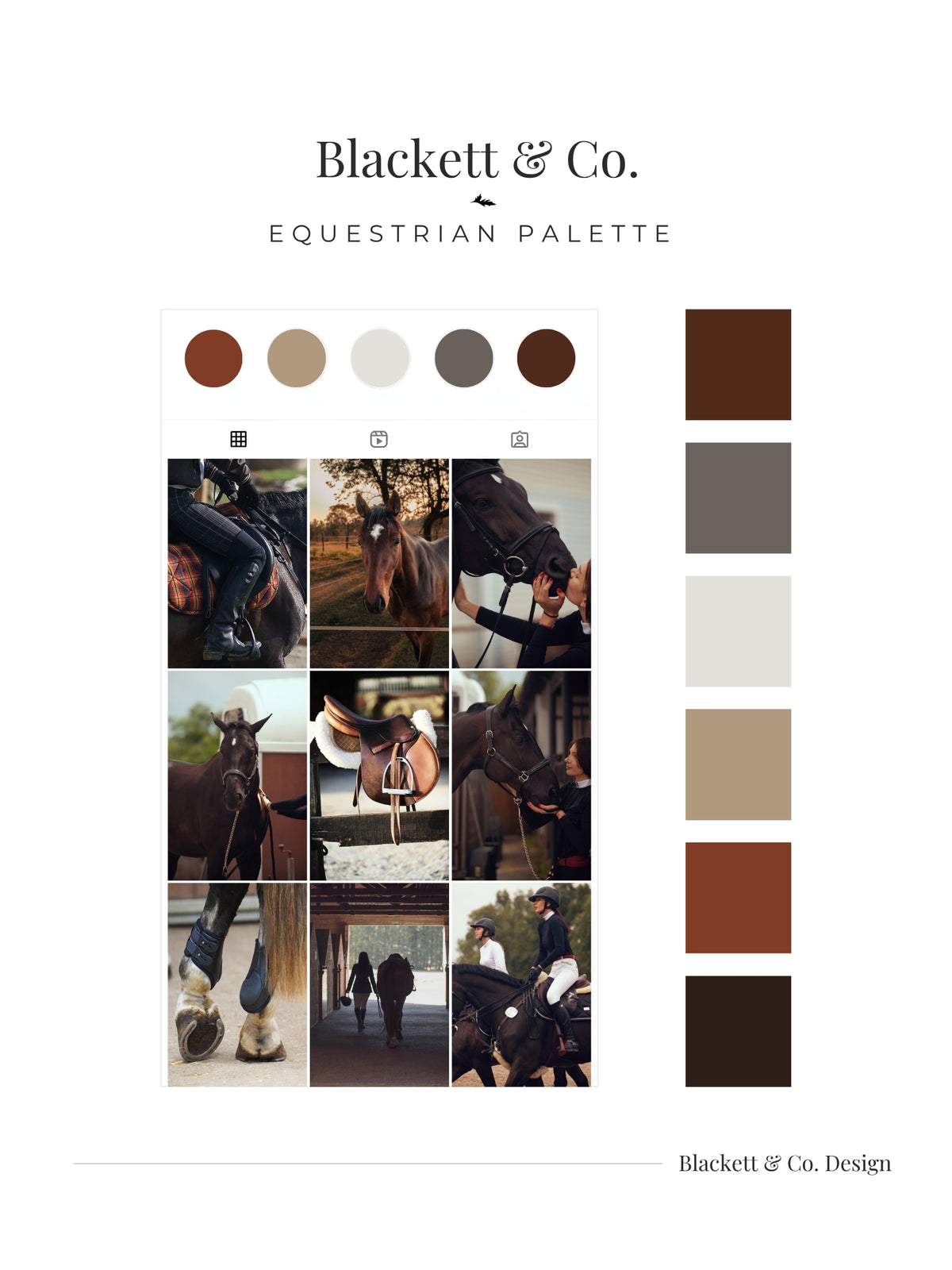 A digital colour palette and Instagram mood board using the Equestrian Palette by Blackett & Co.