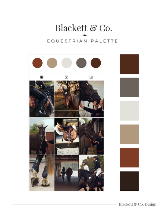 A digital colour palette and Instagram mood board using the Equestrian Palette by Blackett & Co.