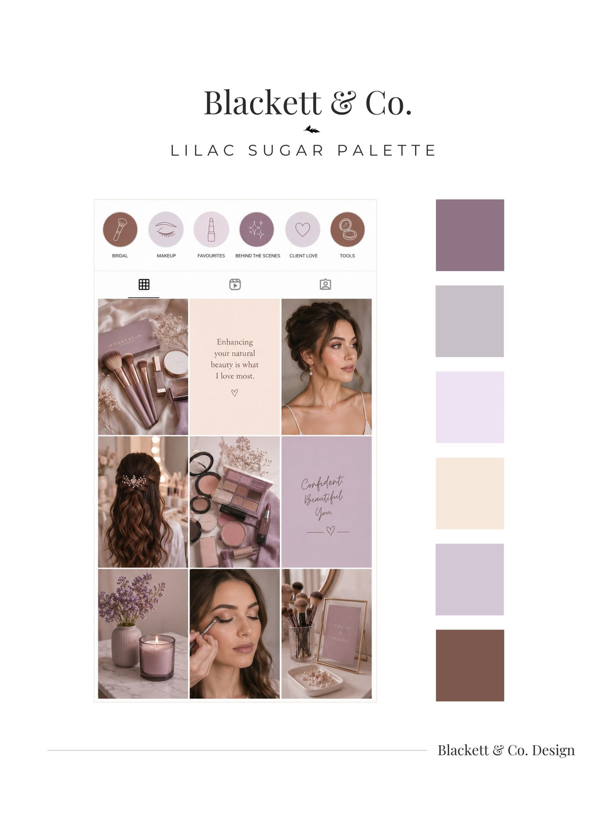 Lilac Sugar Colour Palette by Blackett & Co. featured in a makeup artist Instagram feed.