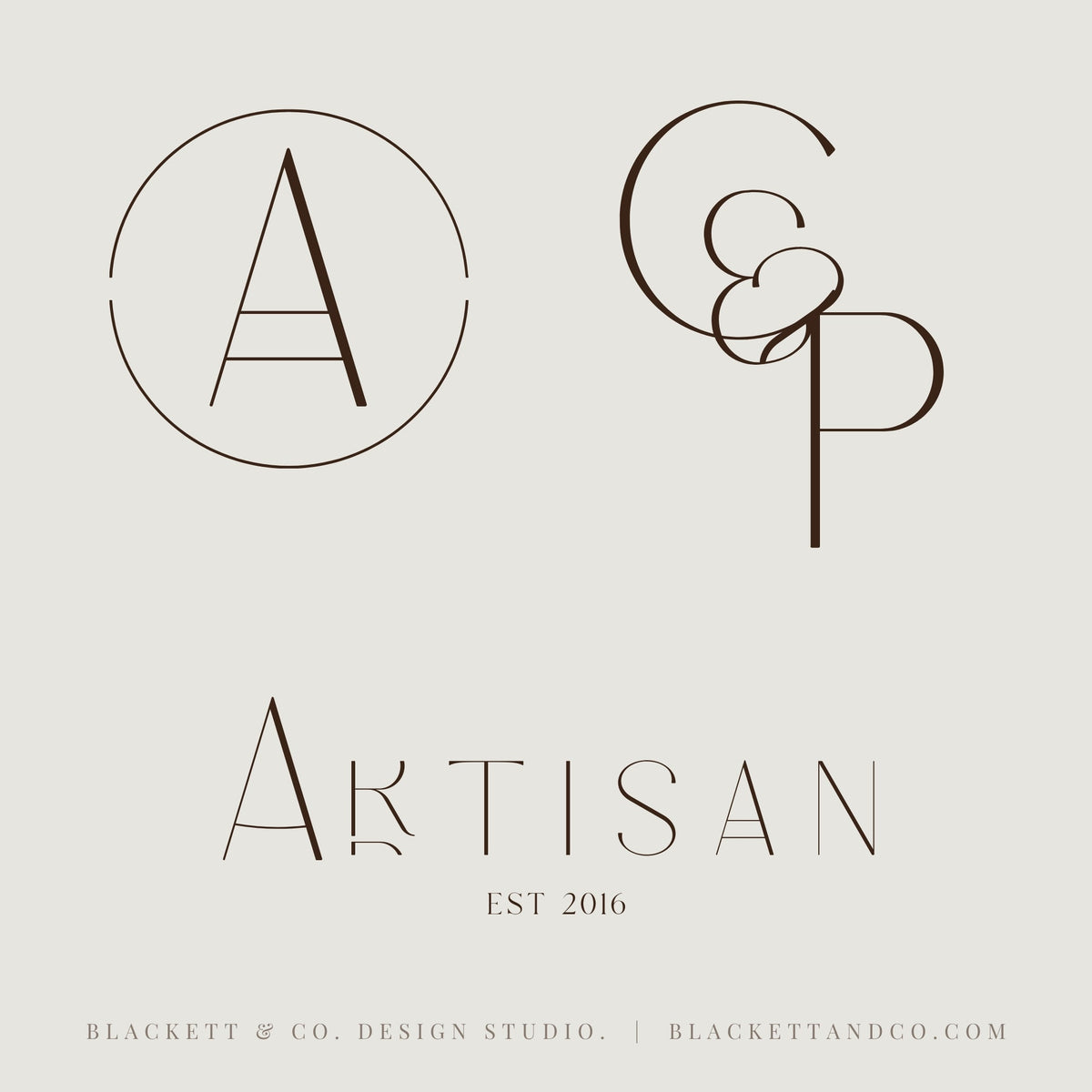 Artisan Brand Logo minimalist logo designs with stylized monogram letters.