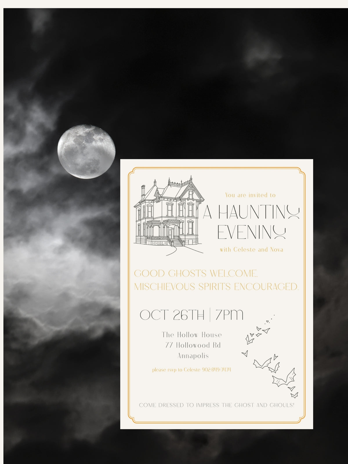 Hallowe'en Party Invitation Template - A Haunting Evening
