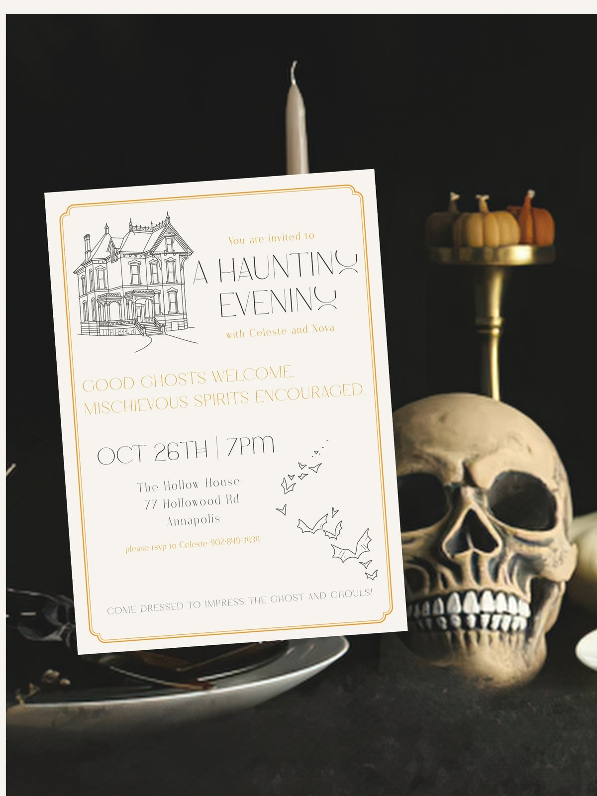 Hallowe'en Party Invitation Template - A Haunting Evening