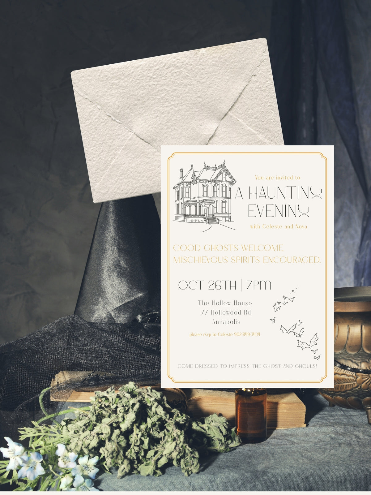 Hallowe'en Party Invitation Template - A Haunting Evening