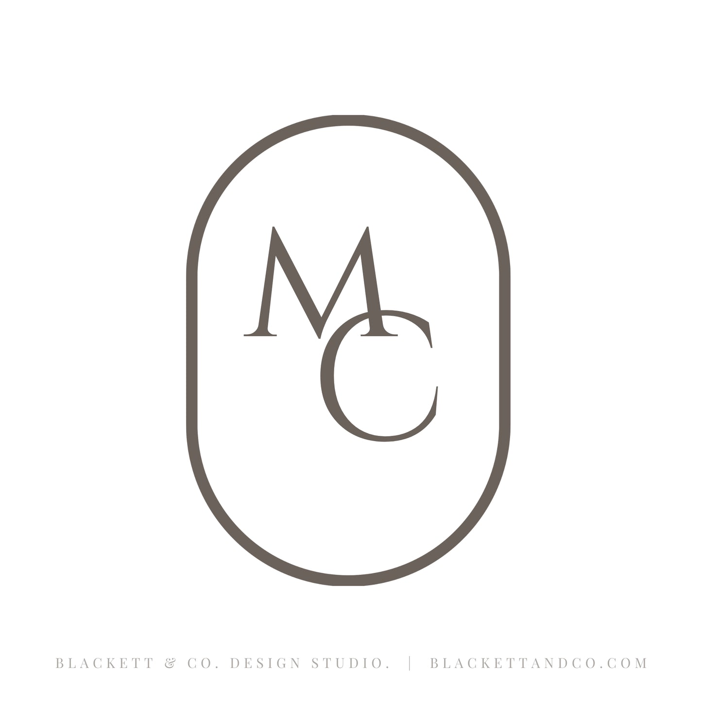Antique Saw brand logo minimalist monogram logo featuring the letters 'M' and 'C' inside an oval border.
