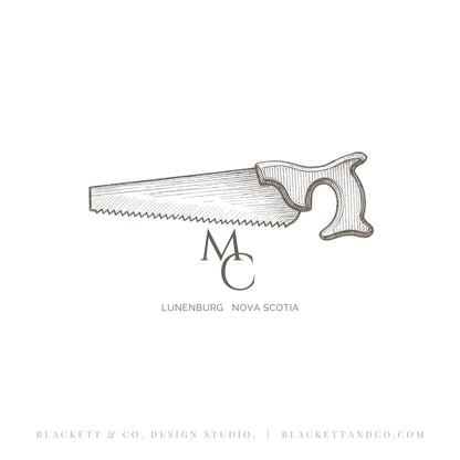 Antique Saw brand logo featuring a hand saw illustration and monogram.