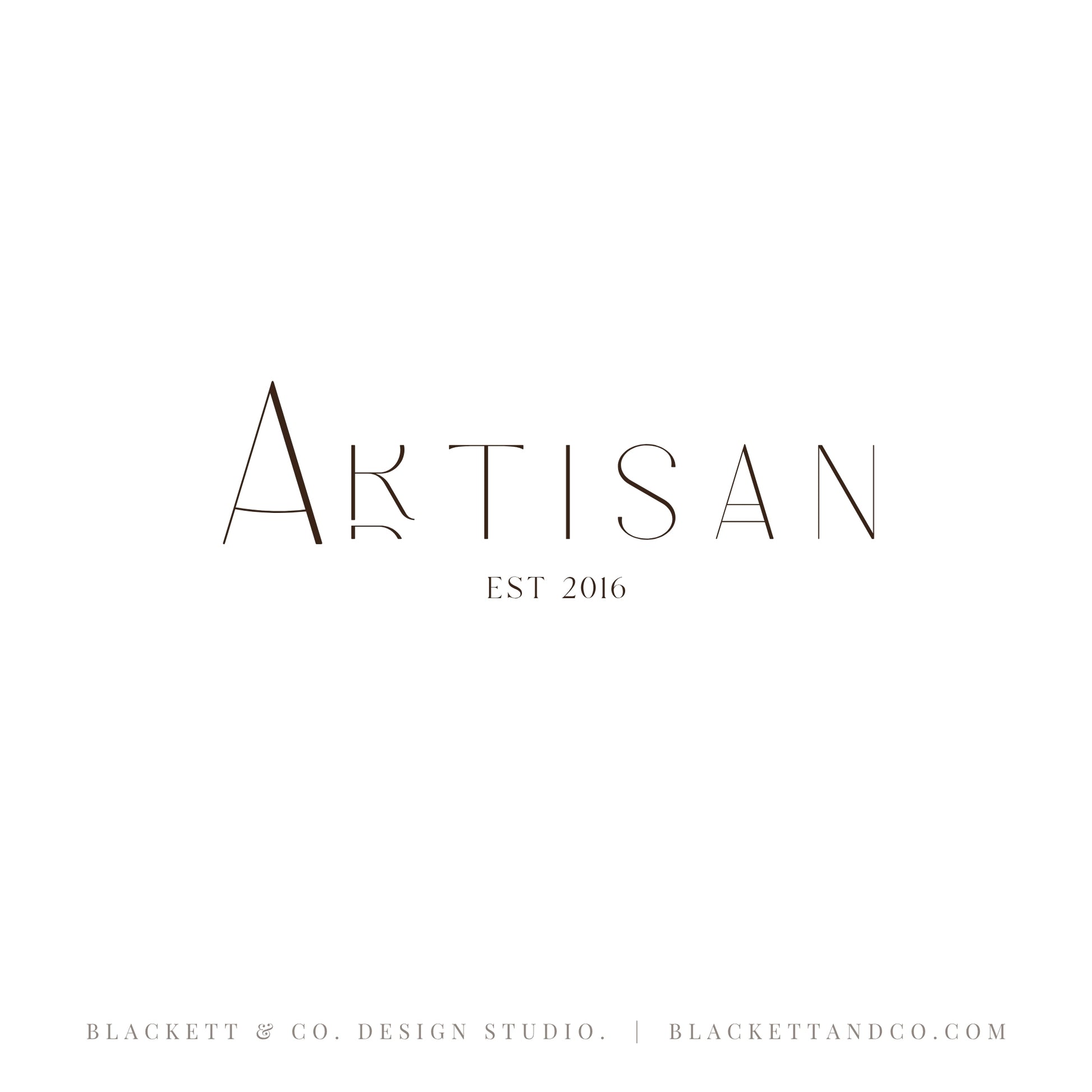 Artisan Brand Logo minimalist lettering feature a thin serif font with a stylized letters.