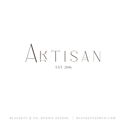 Artisan Brand Logo minimalist lettering feature a thin serif font with a stylized letters.