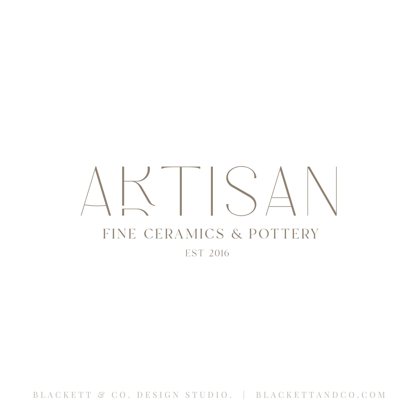 Artisan Brand Logo minimalist logo featuring a thin serif font with a stylized letters.