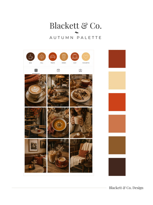 A digital design template featuring the Blackett & Co. AUTUMN PALETTE
