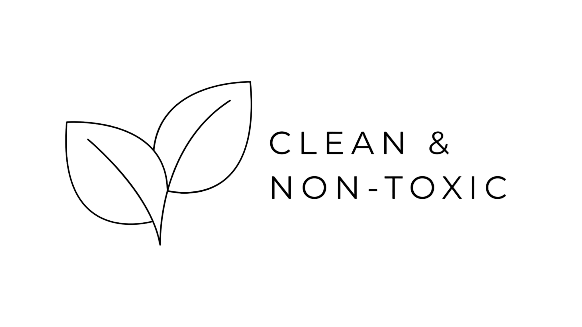 Logo with two leaves and 'Clean & Non-Toxic' text on a white background