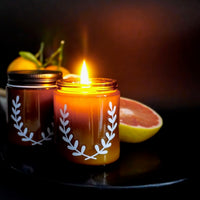 Citrus Tree soy candle, bowl of tangerines, cut grapefruit,  Blackett & Co. soy candles handmade in Halifax, Nova Scotia
