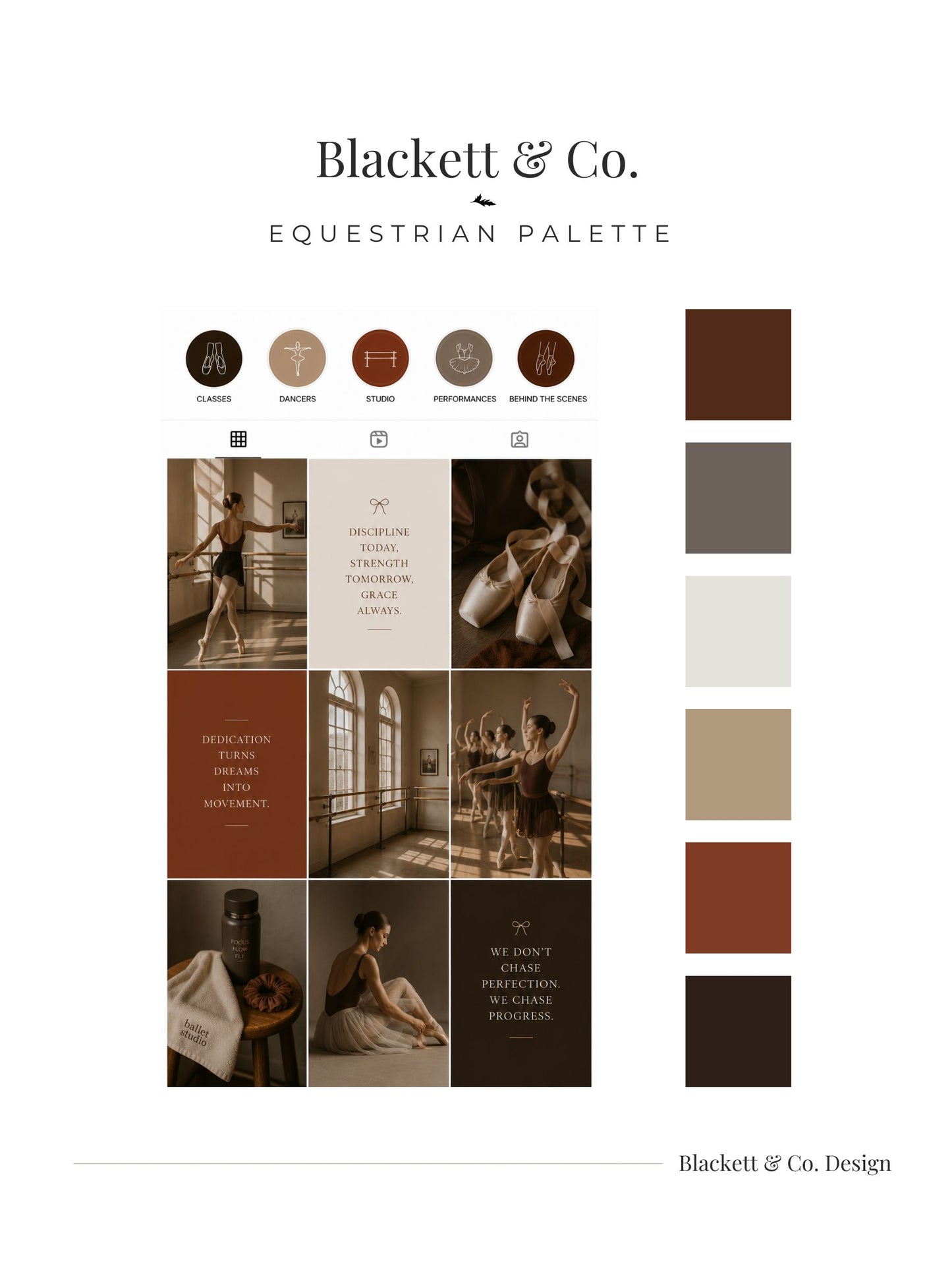 A digital colour palette and Instagram mood board using the Equestrian Palette by Blackett & Co.