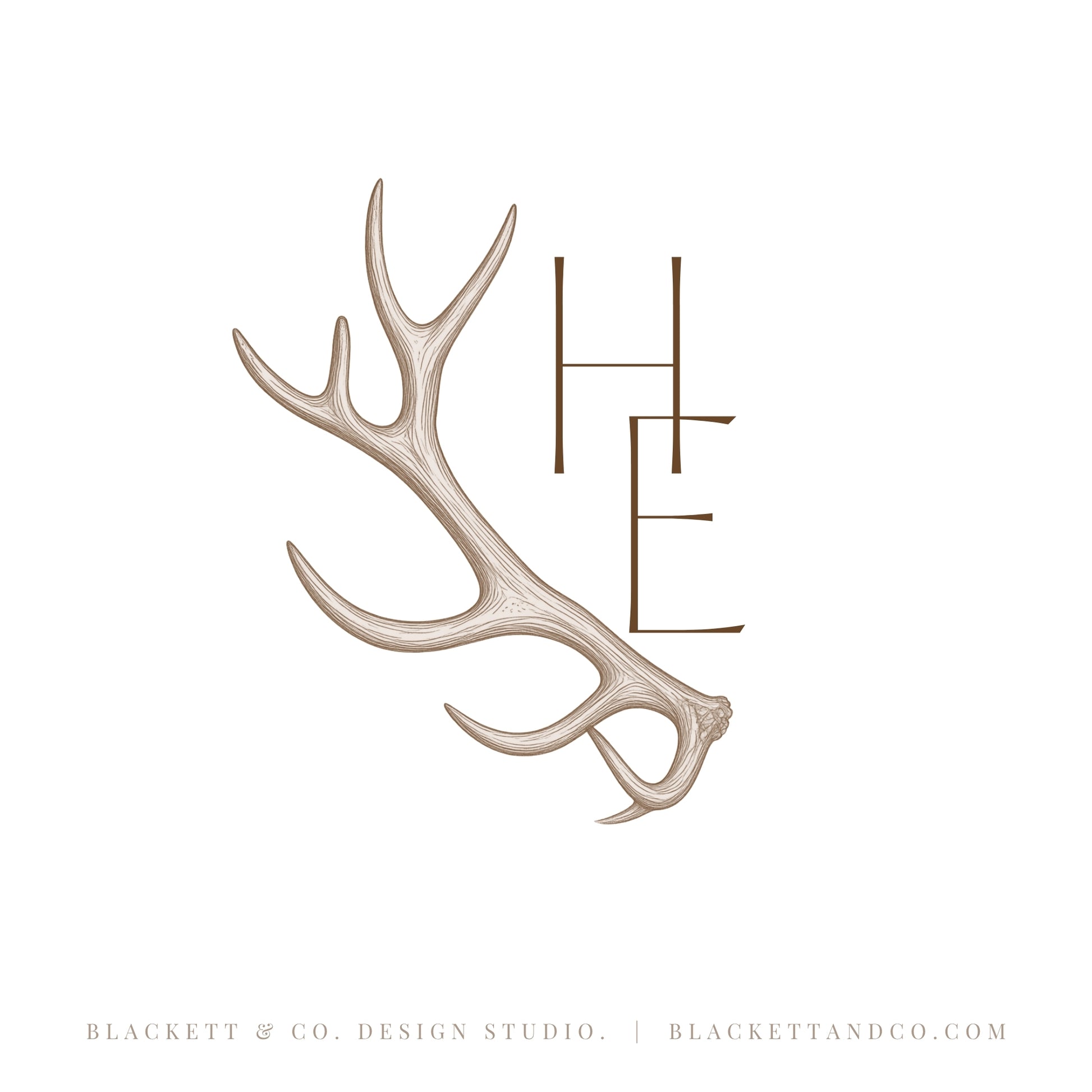 Estates Brand Logo minimalist antler monogram design combining initial letters.
