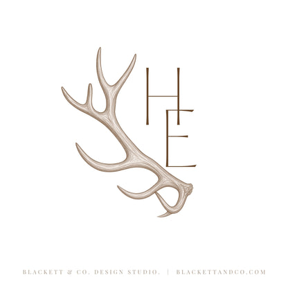 Estates Brand Logo minimalist antler monogram design combining initial letters.