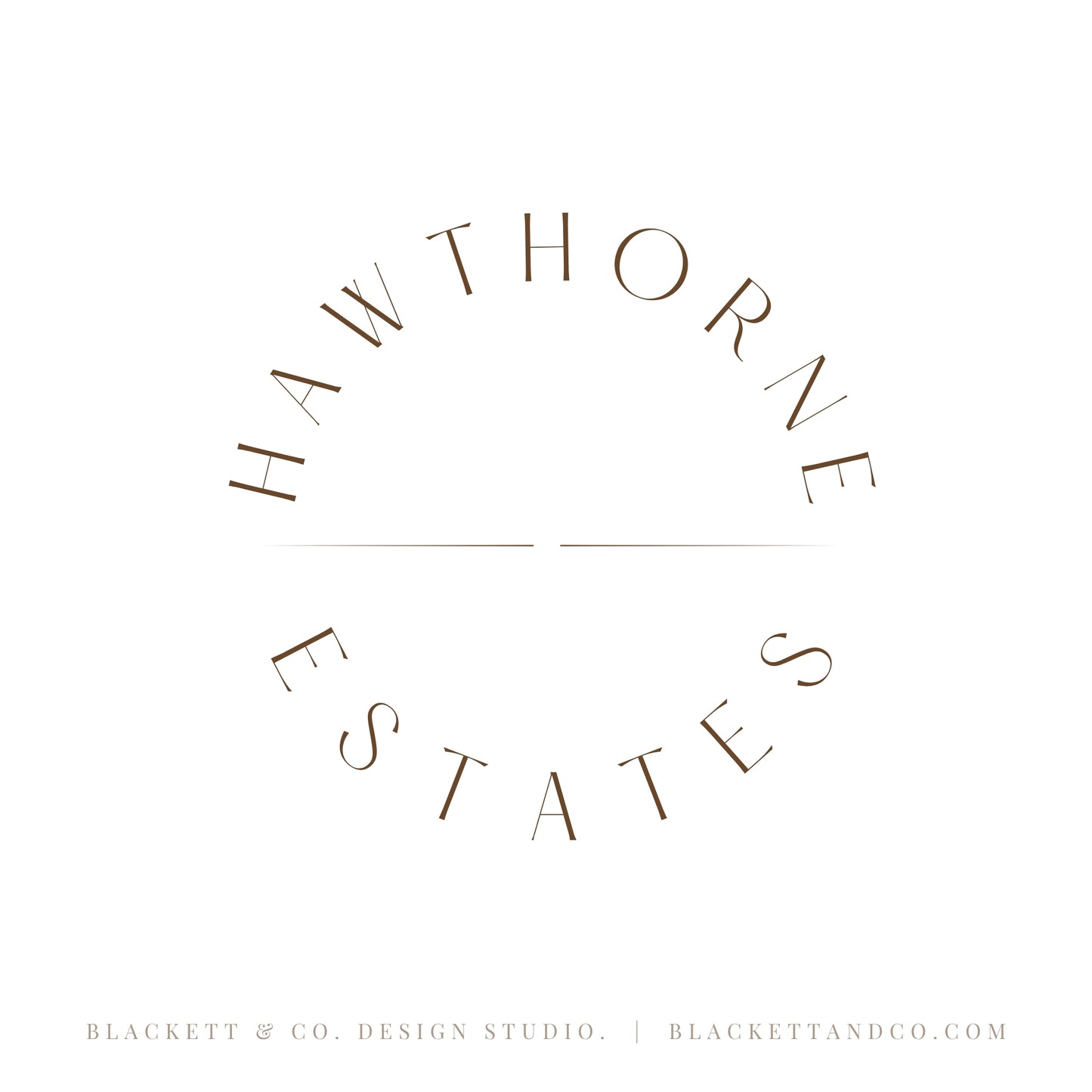 Estates Brand Logo minimalist circular logo design featuring serif lettering.