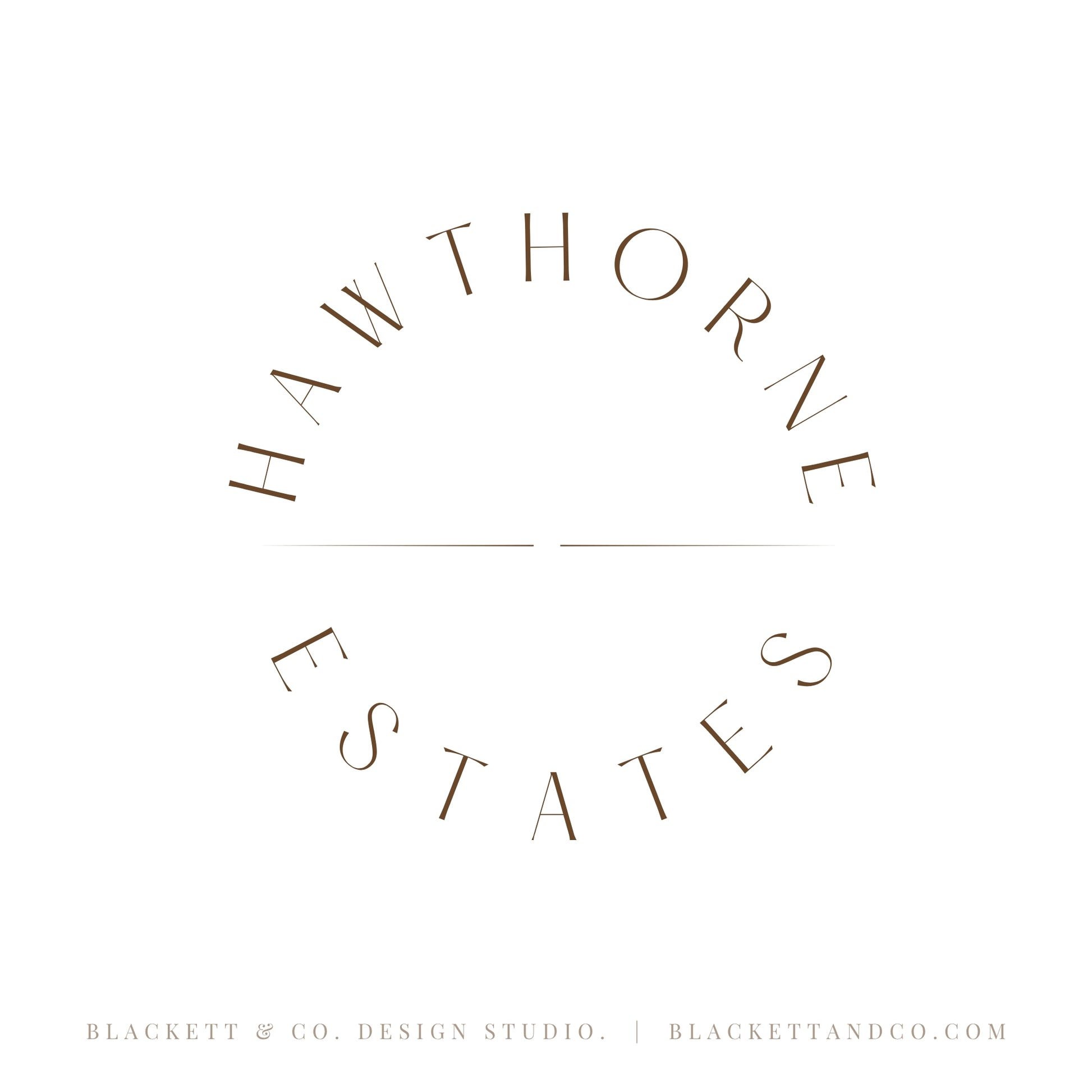 Estates Brand Logo minimalist circular logo design featuring serif lettering.