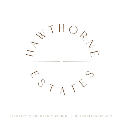 Estates Brand Logo minimalist circular logo design featuring serif lettering.