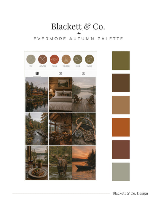 Social media grid featuring Blackett & Co. Evermore Autumn colour palette