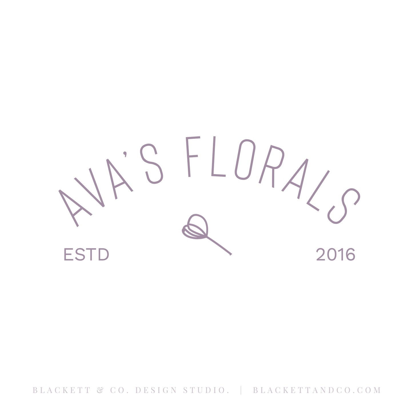 Florals brand logo minimalist graphic on a white background in an arched serif font, with a small flower icon below.