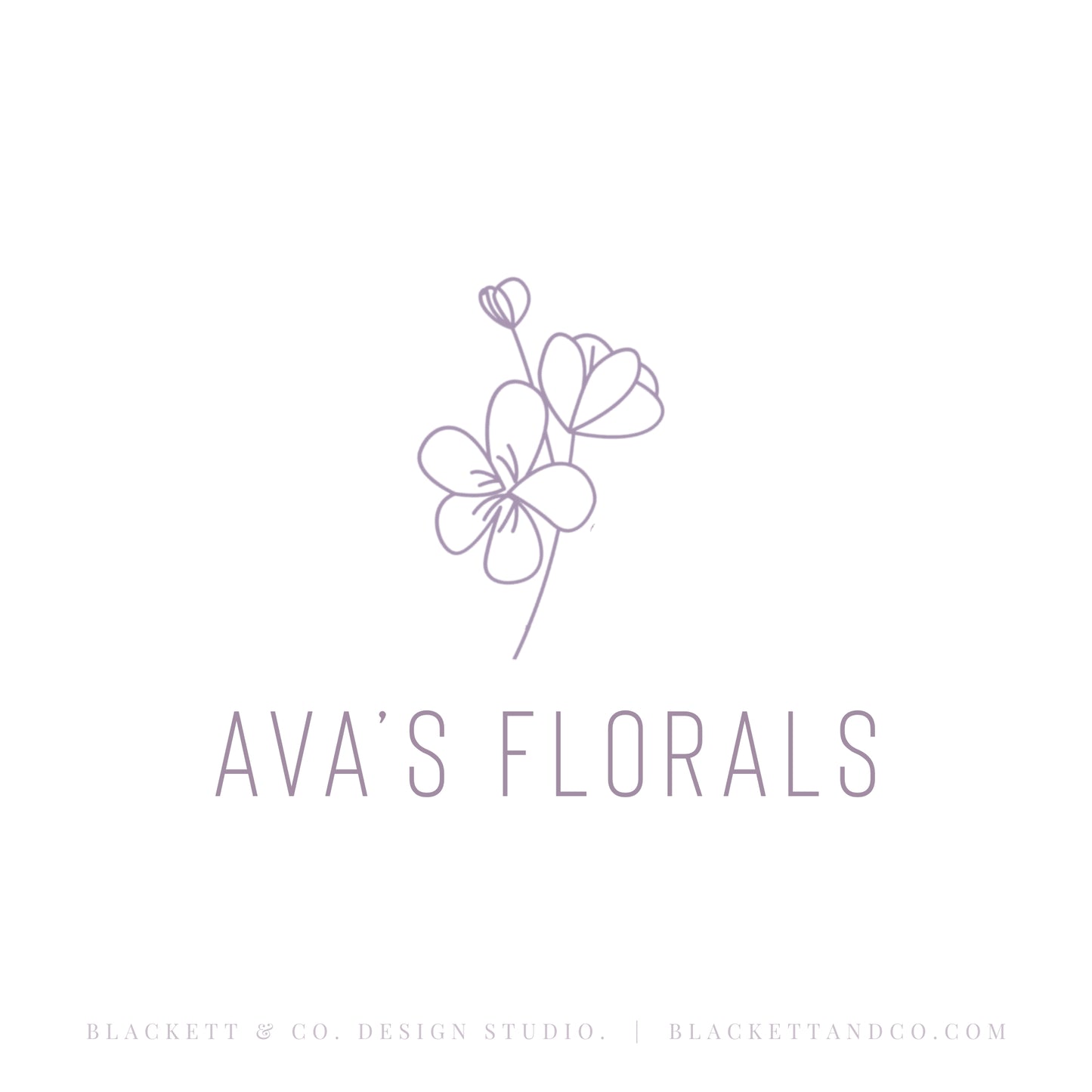 Florals brand logo, a minimalist logo design featuring a delicate line drawing of flowers above the text, on a solid white background.