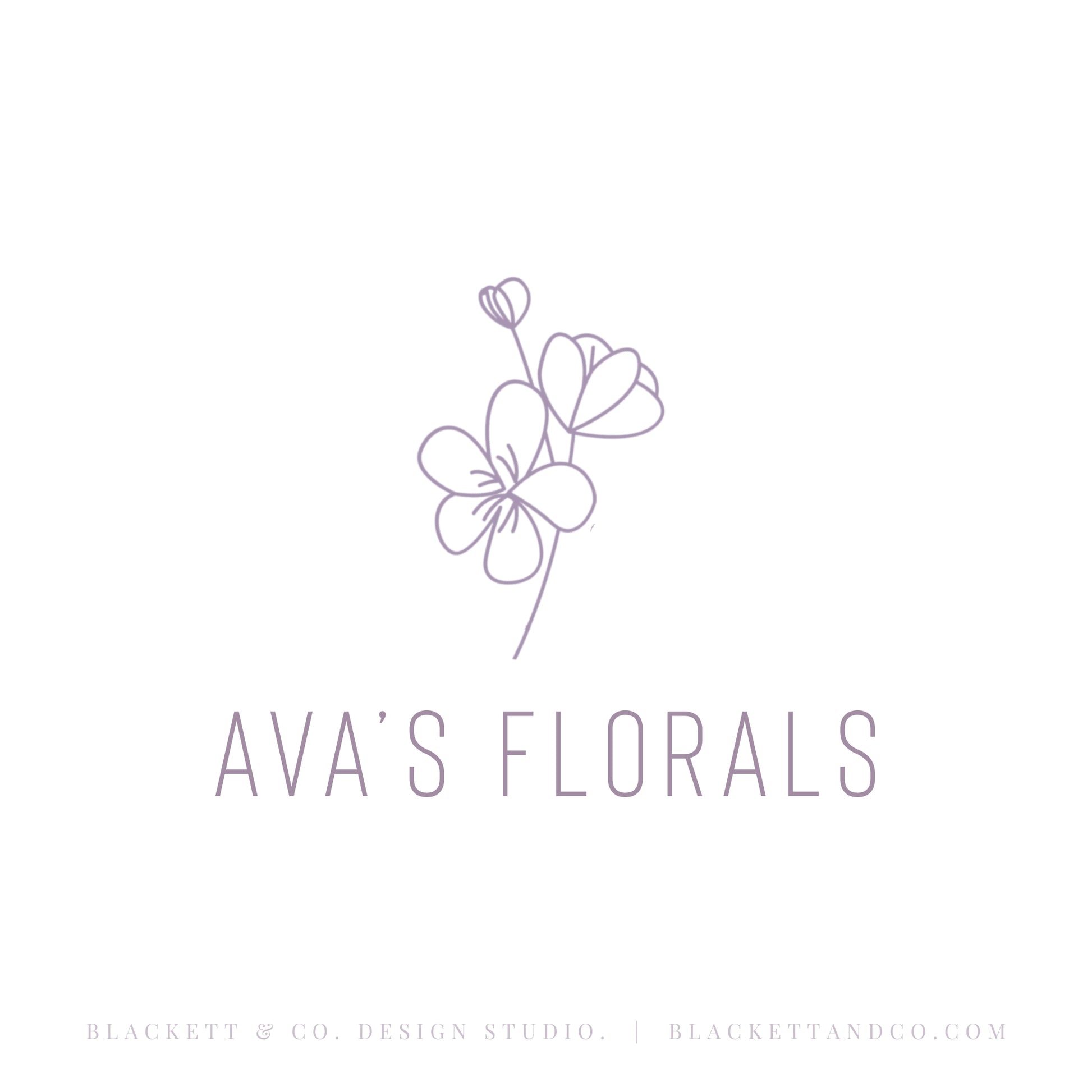 Florals brand logo, a minimalist logo design featuring a delicate line drawing of flowers above the text, on a solid white background.