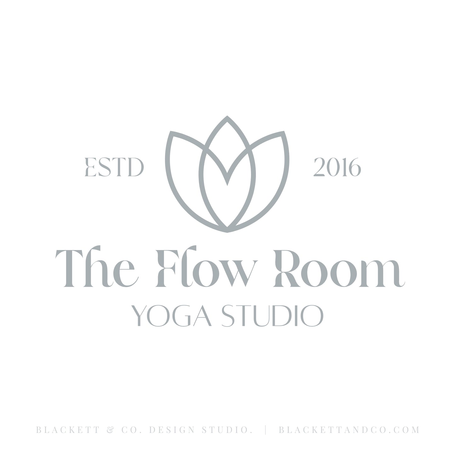 Flow Brand Logo minimalist logo design  featuring a stylized lotus flower icon, and studio name.