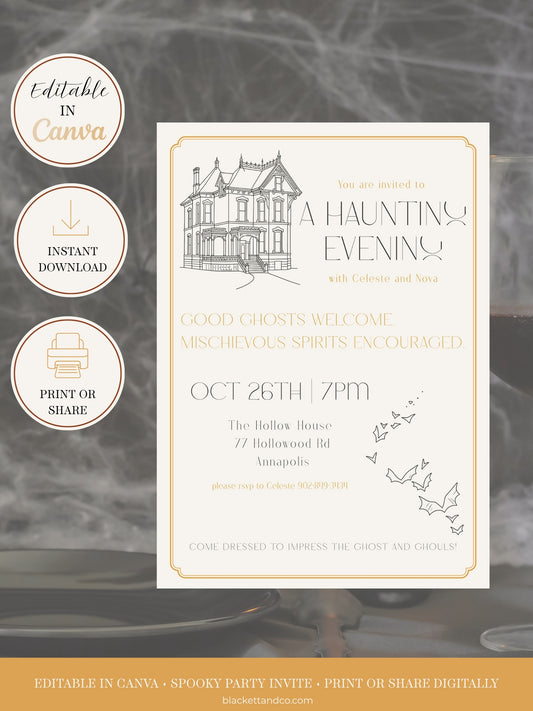 Hallowe'en Party Invitation Template - A Haunting Evening