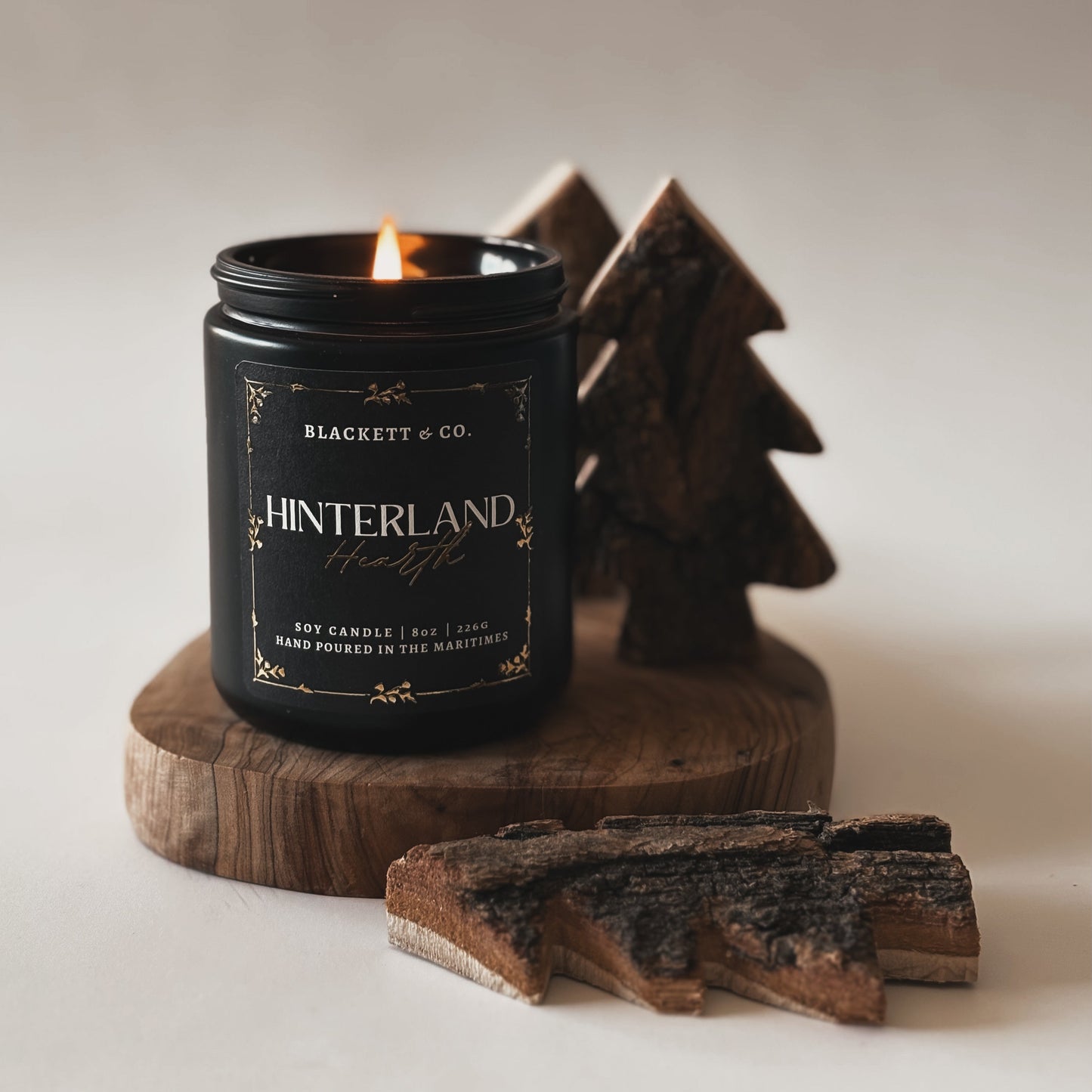 Hinterland Hearth soy candle hand poured by Blackett & Co. and made in Canada.
