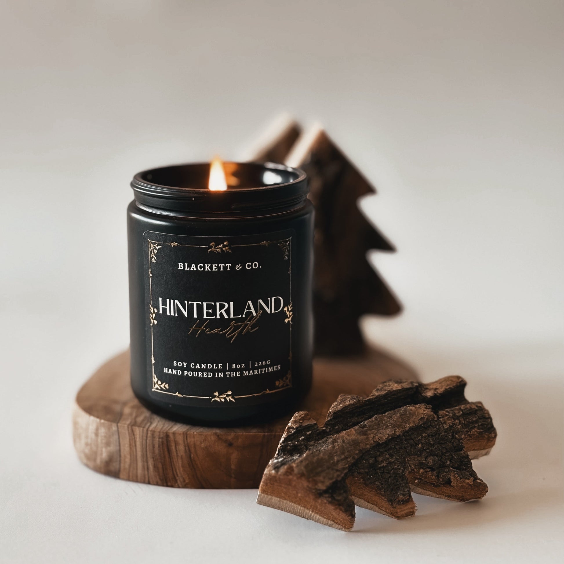 Hinterland Hearth soy candle handmade by Blackett & Co. in Nova Scotia, Canada
