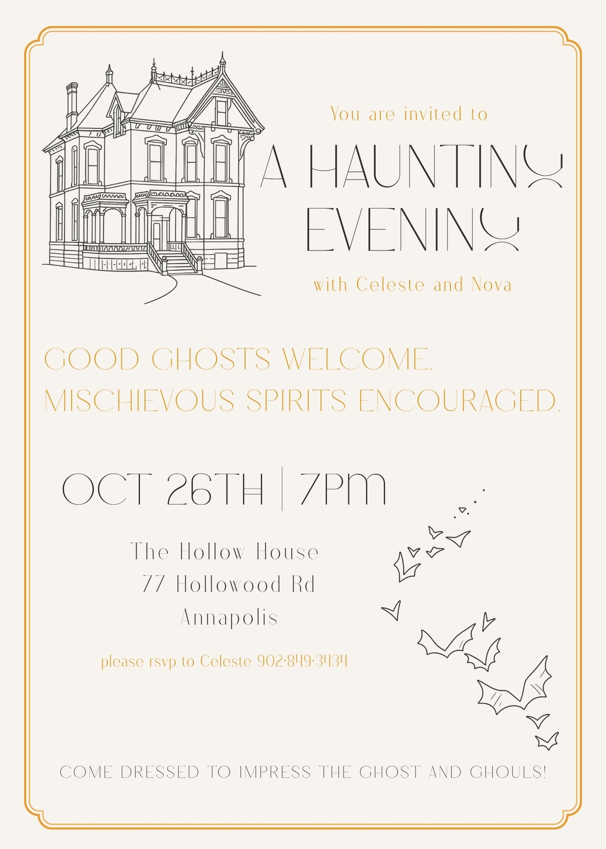Hallowe'en Party Invitation Template - A Haunting Evening