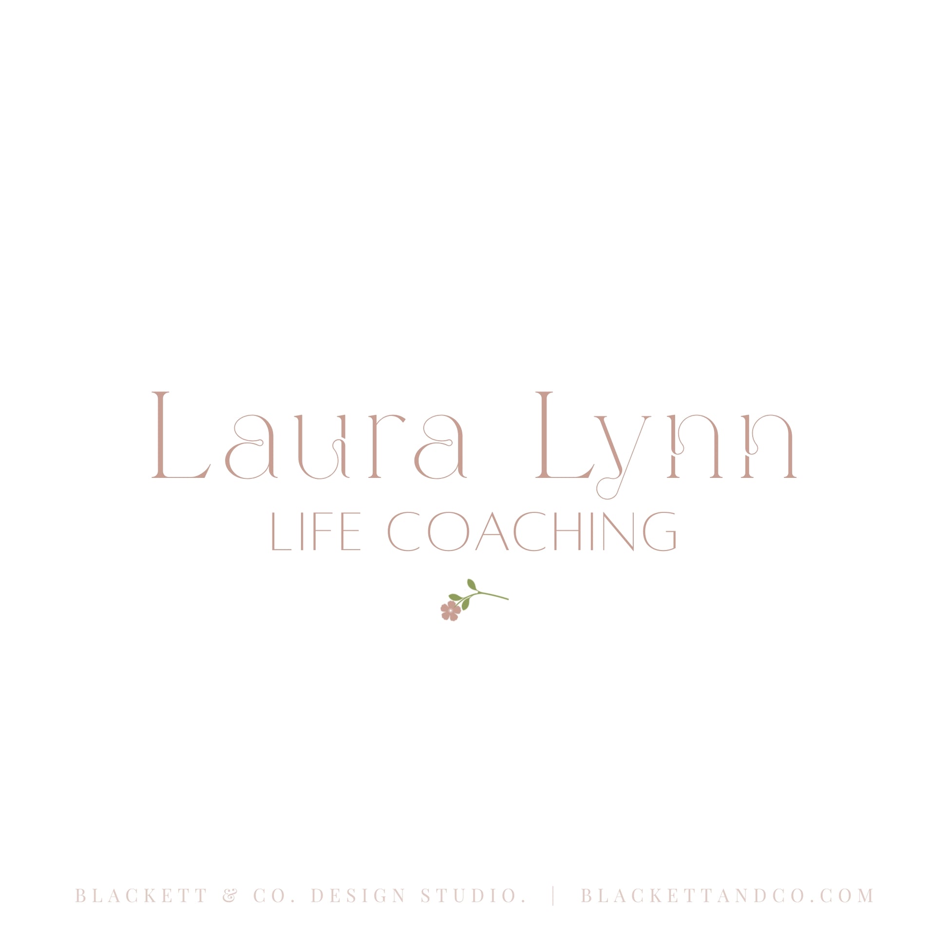 Life Brand Logo featuring a thin serif font and a small pink flower illustration.