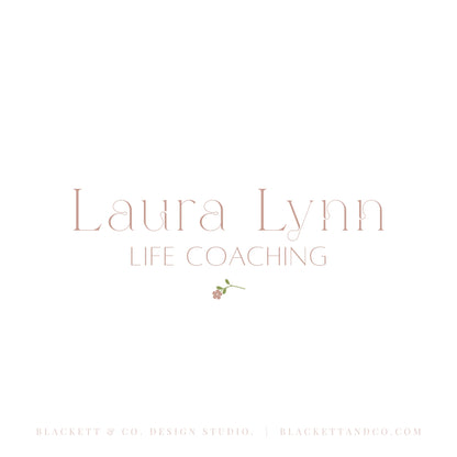 Life Brand Logo featuring a thin serif font and a small pink flower illustration.
