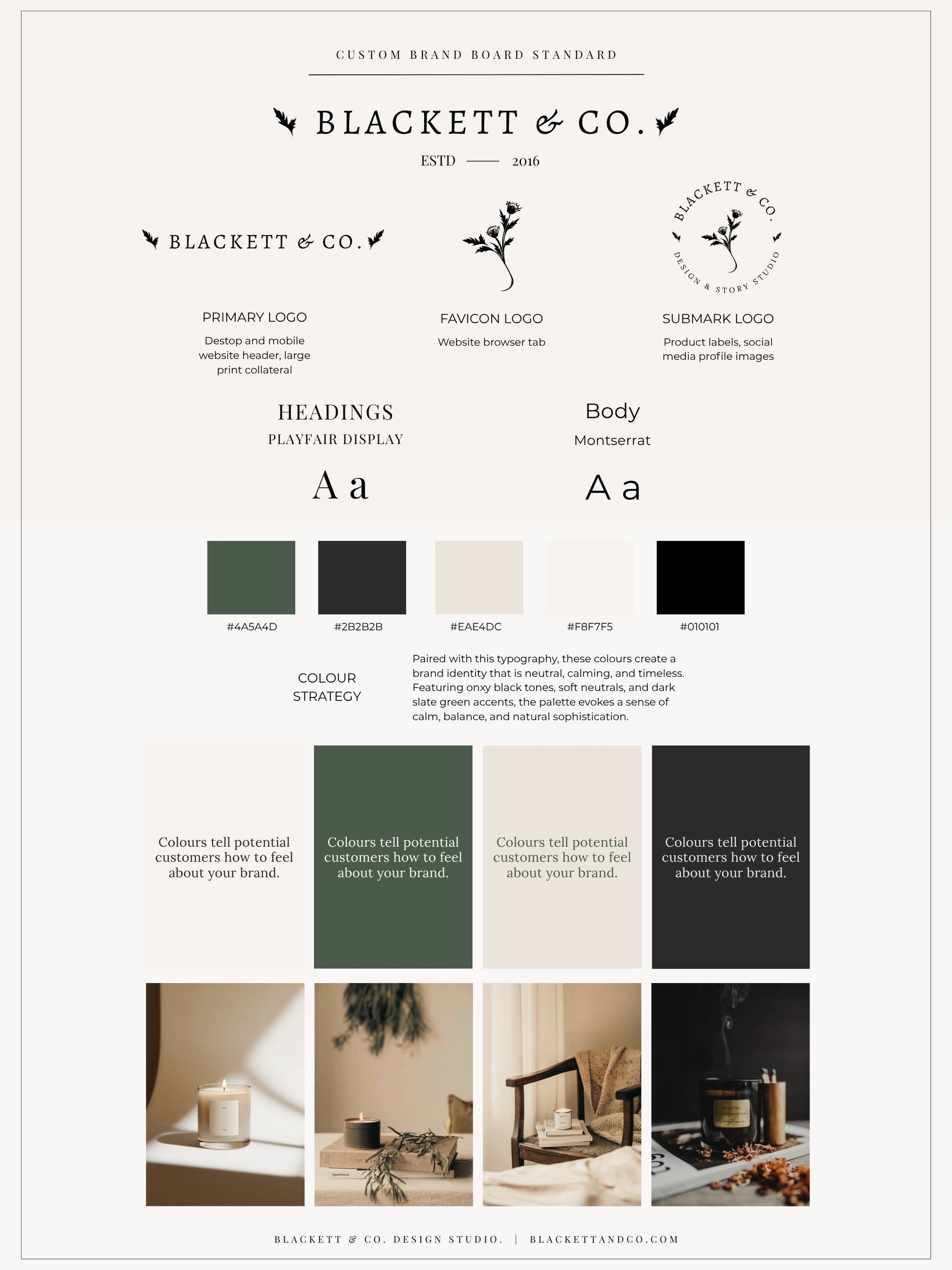 BRAND BOARD A custom Brand Board that brings your brand's visual identity together in one place by Blackett & Co.