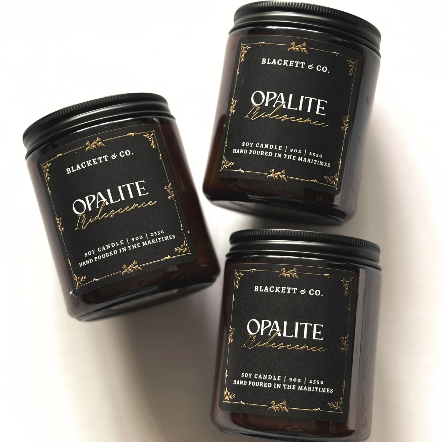 Opalite Iridescence soy candle hand poured by Blackett & Co.