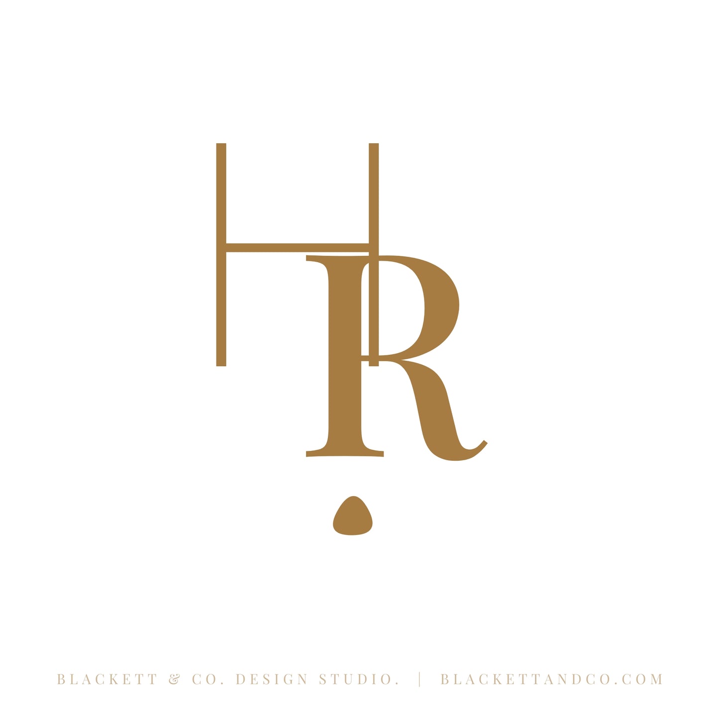 Photography brand logo minimalist monogram logo  with a small dot below.