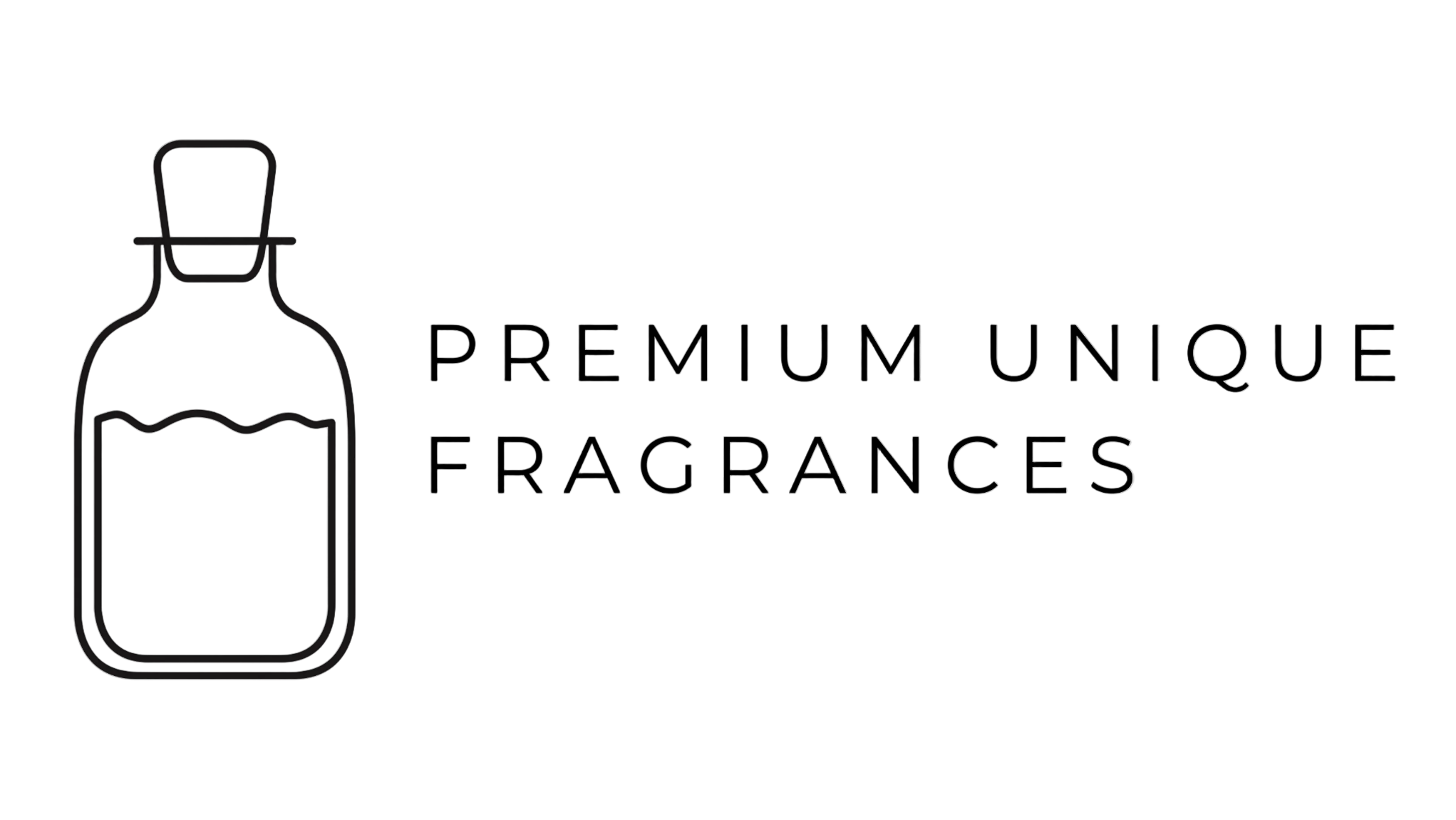 Logo of a fragrance bottle with text 'Premium Unique Fragrances'