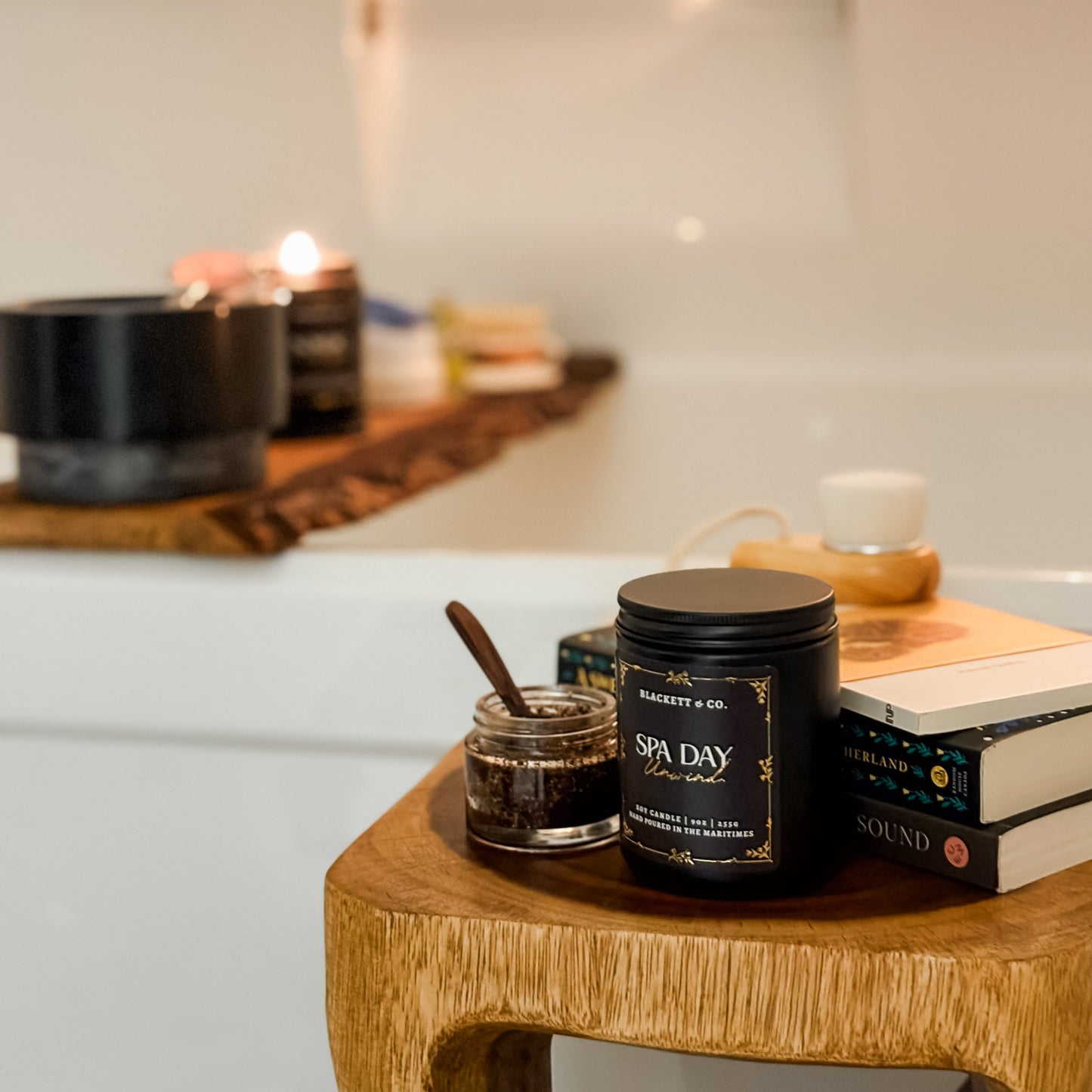Spa Day Unwind scented natural soy candle handmade by Blackett & Co. 