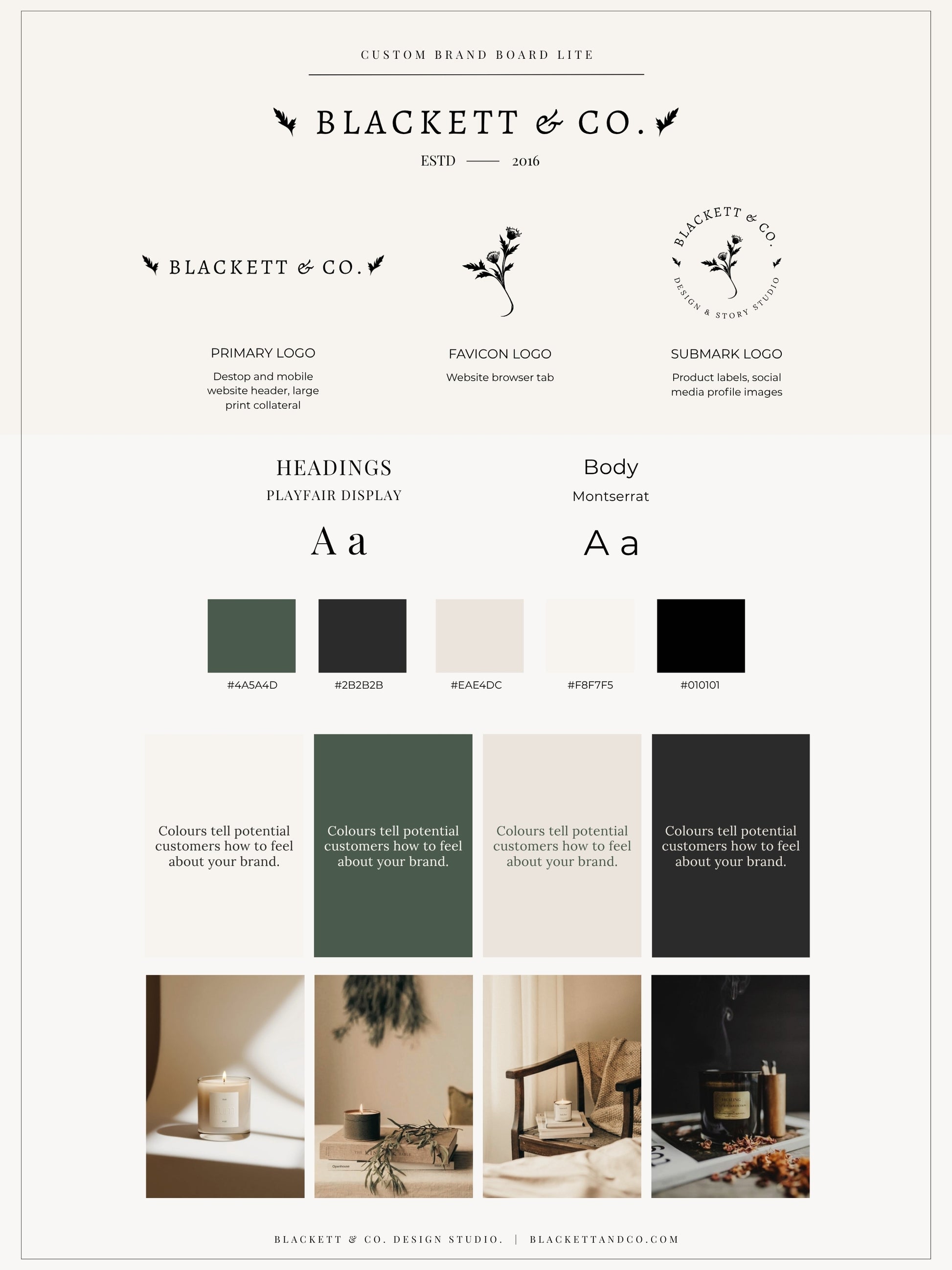 BRAND BOARD A custom Brand Board that brings your brand's visual identity together in one place by Blackett & Co.