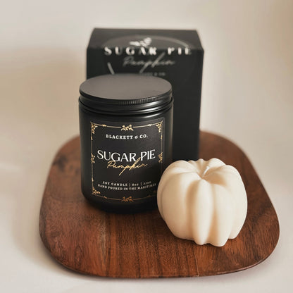 Sugar Pie Pumpkin soy candle set with pumpkin shaped soy candle