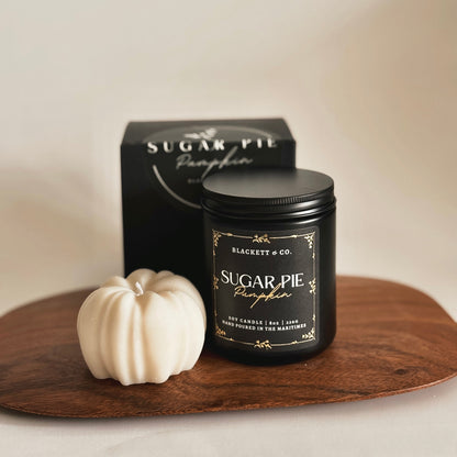 Sugar Pie Pumpkin soy candle set and pumpkin shaped soy candle