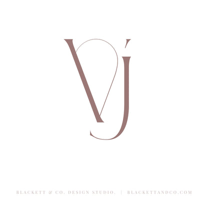 A minimalist brand logo featuring intertwined letters in a muted dusty rose-brown colour on a solid white background.