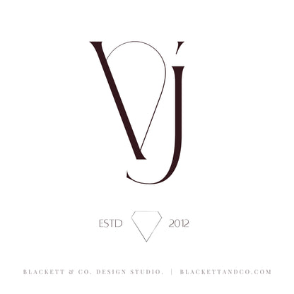 A minimalist brand logo design featuring stylized serif letters in dark charcoal brown on a white background.