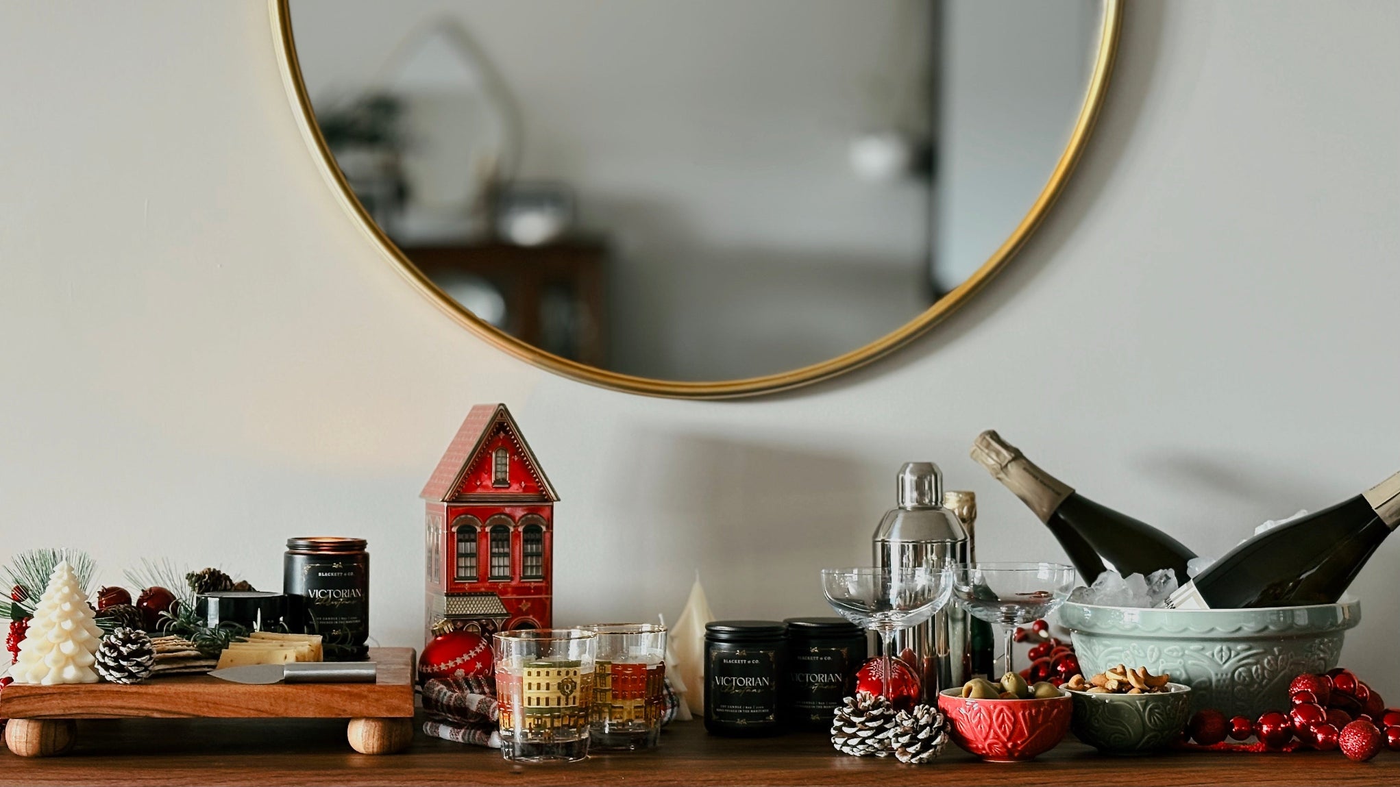 Victorian Christmas scented natural soy candle handmade by Blackett & Co.