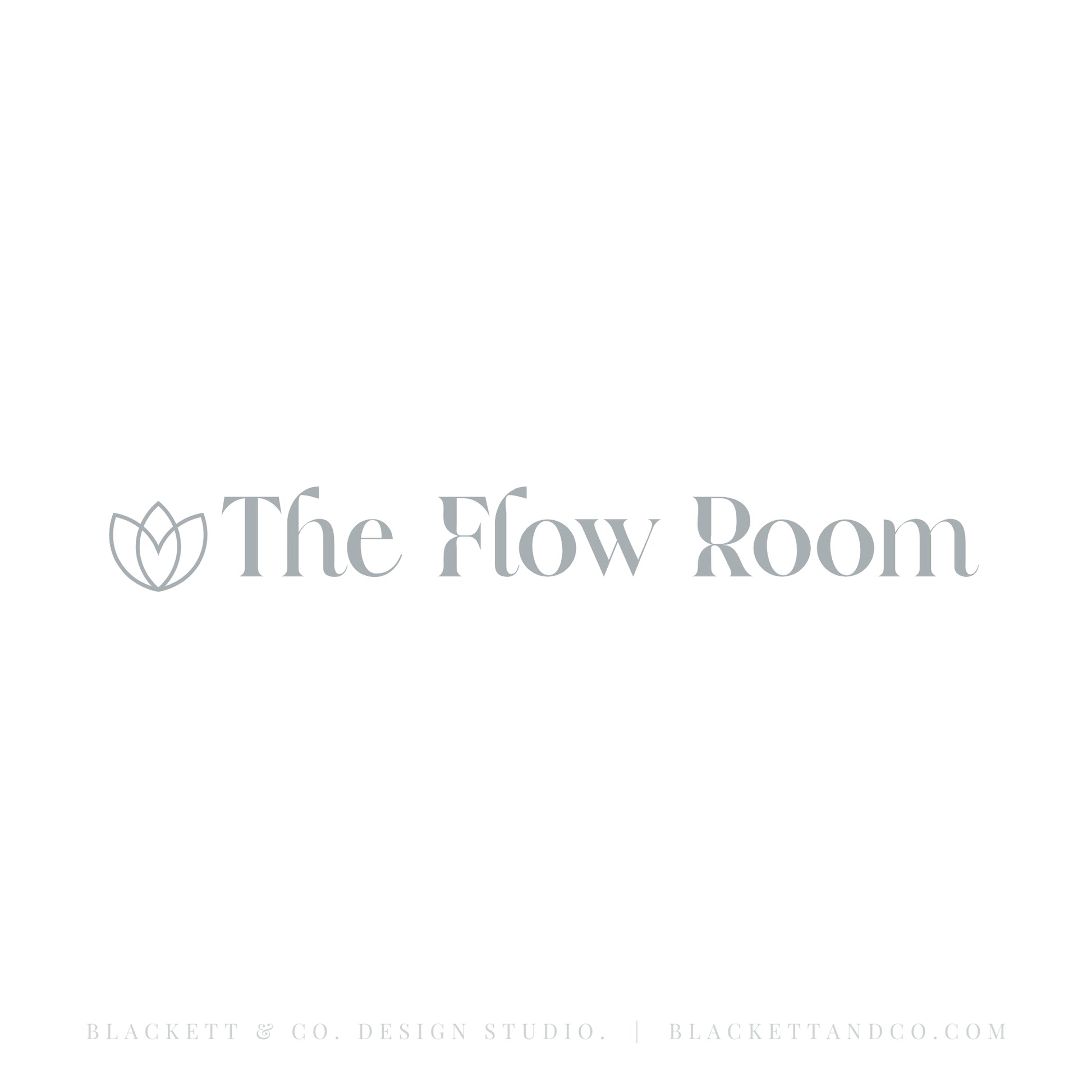 Flow Brand Logo minimalist l logo reading  with a small lotus icon.