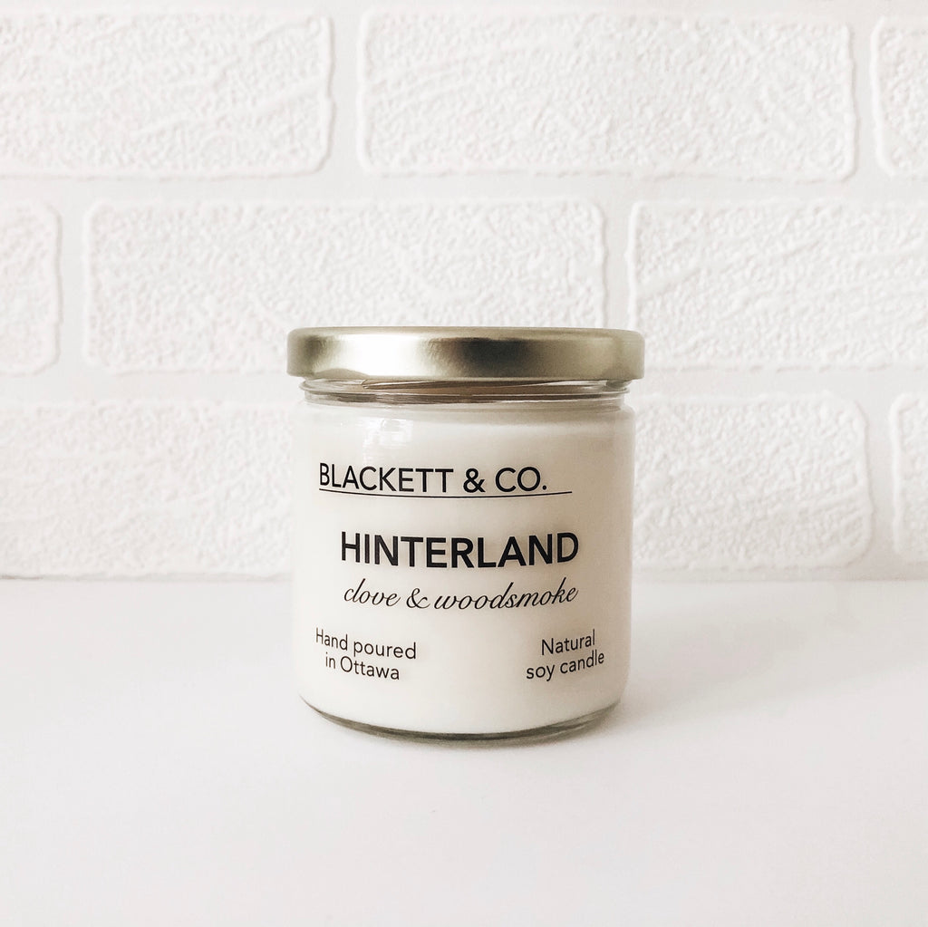 Hinterland, scented natural soy wax candle handmade in Ottawa, Ontario, Canada
